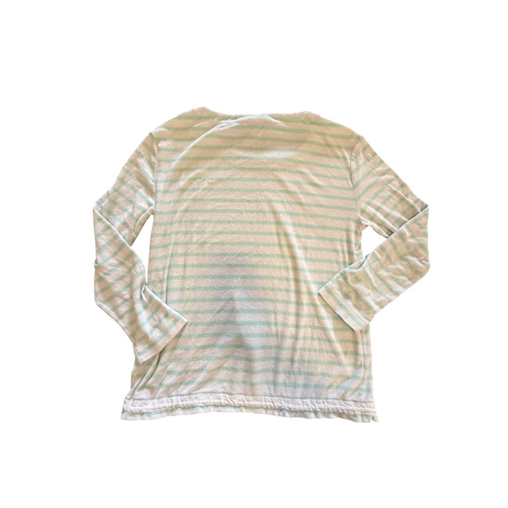 Vineyard Vines Terry Cloth Striped Top Mint Green White Tassel Hem Pullover M - Picture 8 of 9